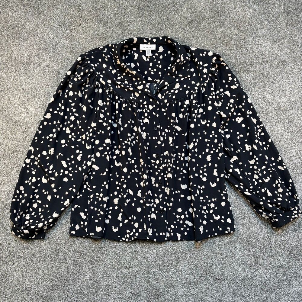 Vintage Topshop Polka Dot "Silky" Blouse Size 12
